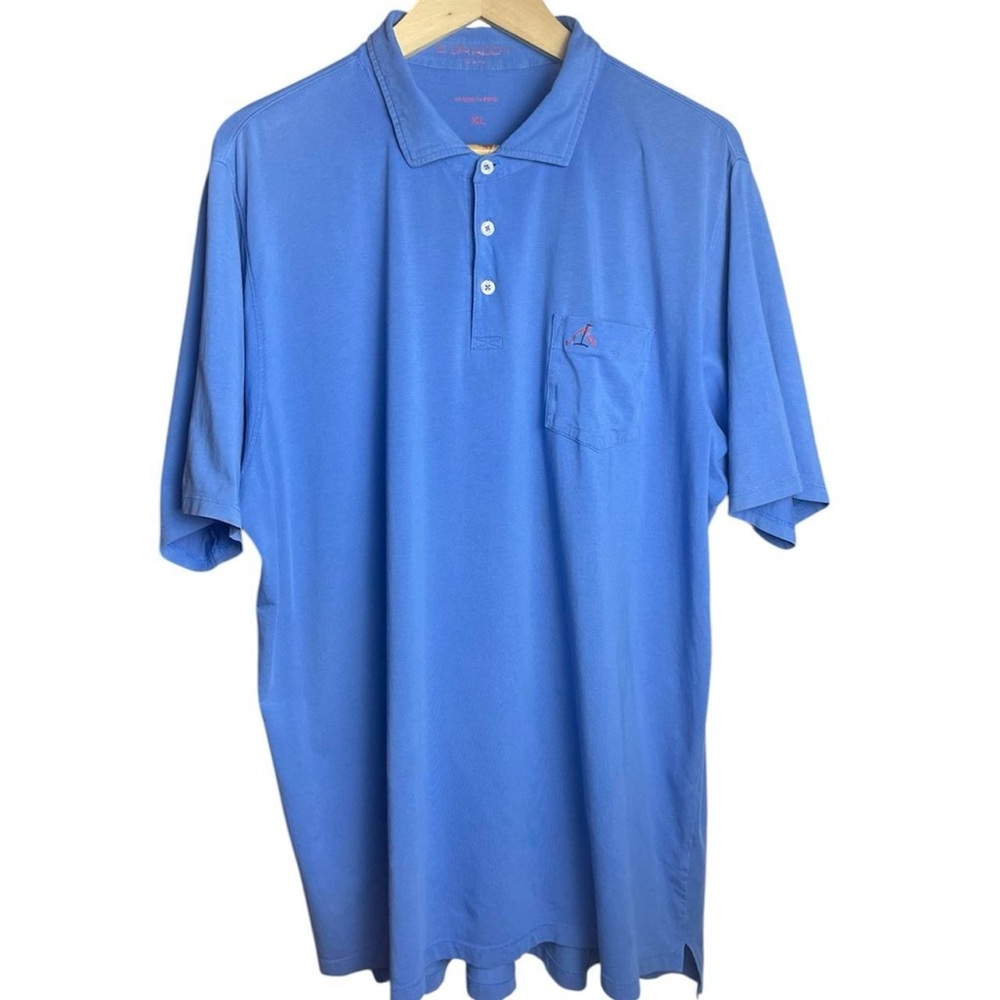 B. Draddy Mens Blue Pima Cotton Casual Polo Shirt XL Golfcore Athleisure Coastal